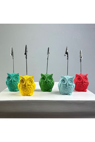 oasis decoration Owl Note Holder Set of 5 (coral - Mint - Yellow - Green - Ice Green)