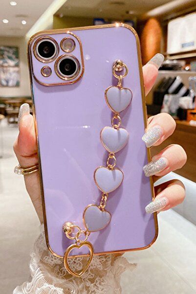 3GEN CASE حافظة سيليكون ليزر ملونة متوافقة مع هاتف آيفون 13 مع سلسلة قلب لطيف...