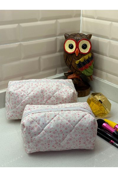 Hedwig Design Πολύχρωμη τσάντα μακιγιάζ με λουλούδια / Gingham (μεγάλο μέγεθος)