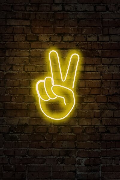 Led Dekoratif Duvar Aydınlatması Neon Duvar Yazısı Sihirli Led Mesajlar - Victory Sign