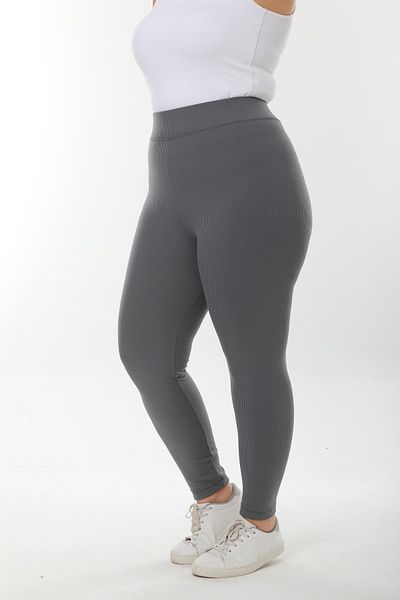 Pijamella Women's Gray Rose Red Ribbed Plus Size Winter Tights