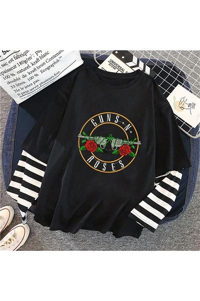 Touz Guns N' Roses Printed Fake Sleeves Unisex Μαύρο T-shirt