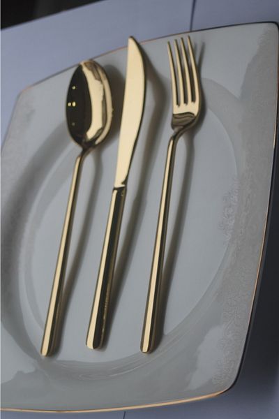 DMR LİFE Dream Titanium Fork Spoon Knife Set 90 Pieces for 12 People
