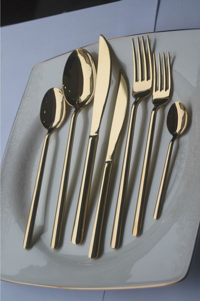 DMR LİFE Dream Titanium Fork Spoon Knife Set 90 Pieces for 12 People