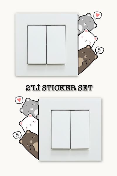 NeoPrint Şirin Hayvanlar Renkli Çizim Çocuk Odası Priz Sticker Duvar Anahtar ...