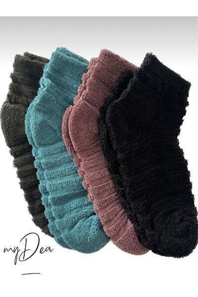 myDea 4’lü Kadın Havlu Çorap Patik Çorap Ters Havlu Kalın Çorap Kadin Corap