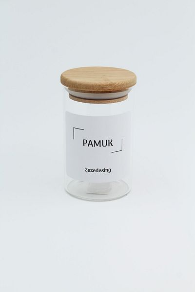 zezedesing Καπάκι Bamboo Γυάλινο Βαμβακερό Βάζο Κουτί 250ml