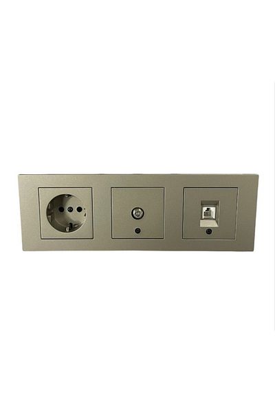 Gözde aydınlatma Ovivio Grano Anthracite Set of 3 Grounded Socket + Numeris Telephone Socket + TV Satellite Socket