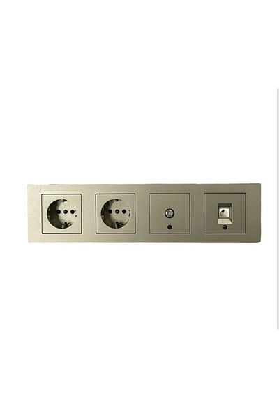 Gözde aydınlatma Ovivio Grano Anthracite 4-Piece Set Grounded Socket + Grounded Socket + Numeris Phone Socket + TV Satellite Socket