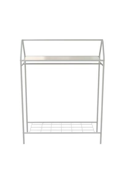 Metallica Concept Home Hanger Beyaz Konfeksiyon Askısı Raflı Butik Askı Konsept Askılık Ayaklı Askılık