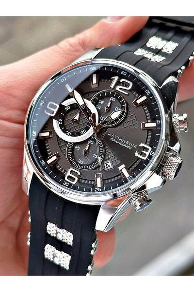 Navimarine Black Color Silicone Original All Functions Active Men's Wristwatch + Bracelet Gift
