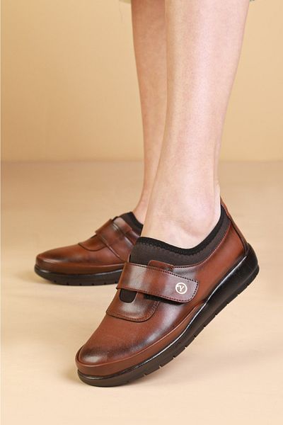 By Yağlıoğlu Yağlıoğlu Y342 Genuine Leather Heel Gel Inside Orthopedic Casual Shoes