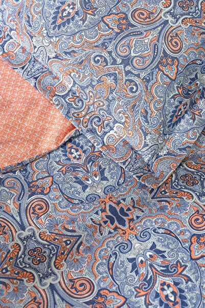 Karaca Home Evan Indigo Double 100% Cotton Satin Duvet Cover Set