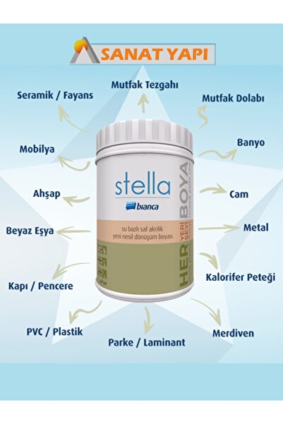 Bianca Stella- Su Bazlı Saf Akrilik Boya - Krater 500Ml