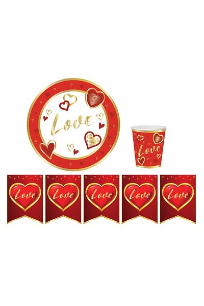 Big Party Love Theme Σετ Φλαμάρα για 8 Άτομα