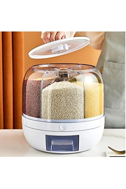 tezgelhome Alitech 360 Degree Rotating Compartment 6 Kilogram Pulses Storage Organizer Container