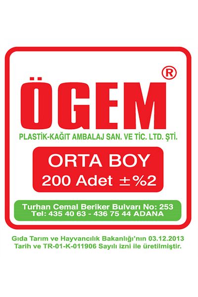 ÖGEM PLASTİK Gültekinler Hırçır Athlete Bag Transparent Medium Size 200 Pieces White
