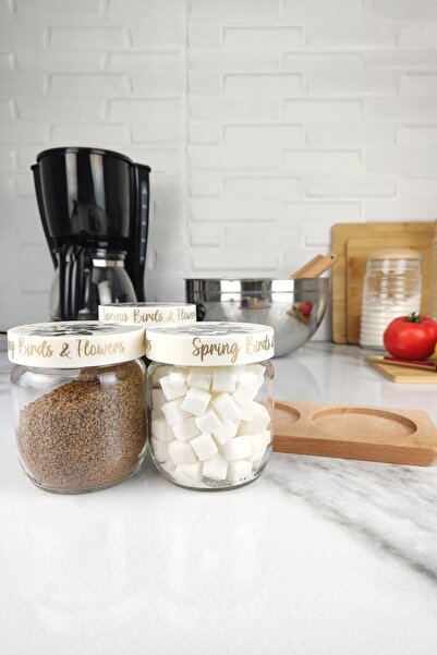 Digithome 3-Piece Glass Jar Set with Wooden Stand 425 Cc -144387-040 C1-1-139