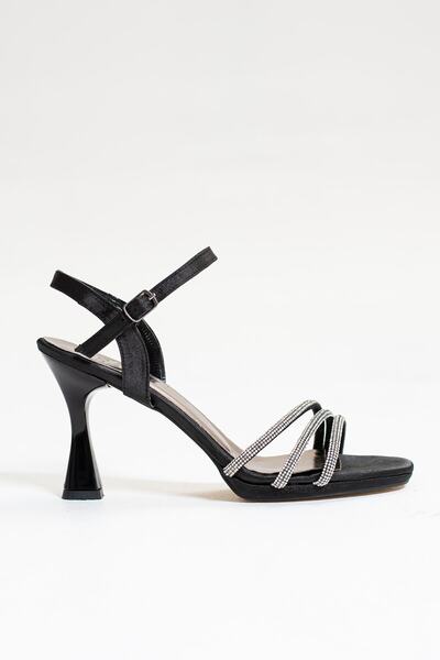 Nstil Women's Evening Dress Thin High Heeled Platform 3 Three-Striped Stoned Ankle Buckle Evening Shoes 237