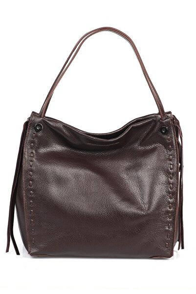 Ysmn حقيبة كتف نسائية من الجلد الطبيعي مزينة بشرابة باللون البني Yc011953ddz