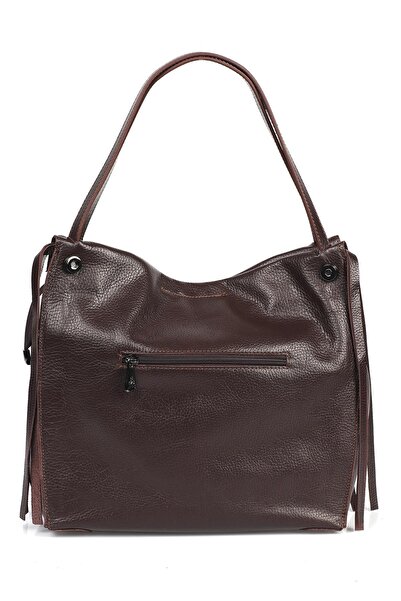 Ysmn حقيبة كتف نسائية من الجلد الطبيعي مزينة بشرابة باللون البني Yc011953ddz