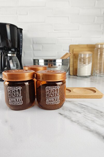 Digithome 3-Piece Glass Jar Set with Wooden Stand 425 Cc -172351-145 C1-1-139