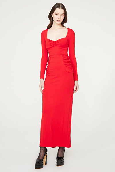 adL Mert Aslan Büzgüllü Uzun Jarse Elbise