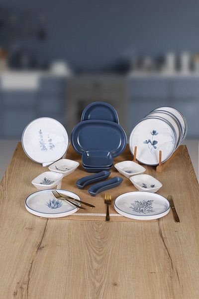 Keramika Buket's House Blue Magic 18-Piece Breakfast Set for 8 People