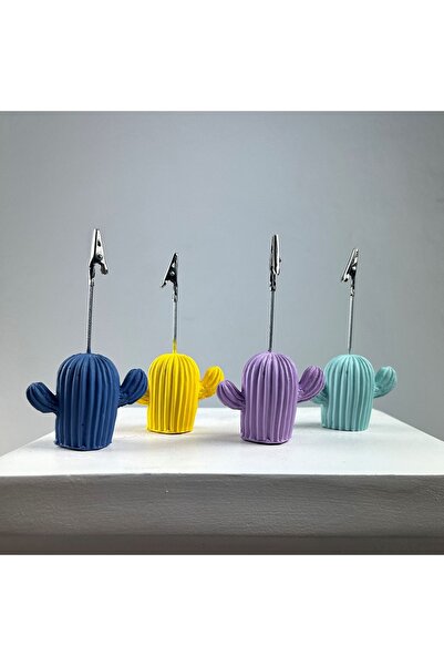 oasis decoration Cactus Note Holder Set of 4 (lilac - Yellow - Mint - gray Blue)