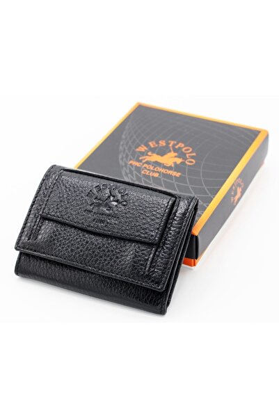 WEST POLO CÜZDAN Hakiki Deri Siyah Mini Unisex Cüzdan Kartlık Mds2732