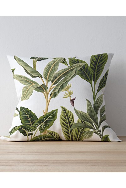 Pilloveland Tropikal Desenli Çift Tarafı Baskılı Kırlent Kılıfı