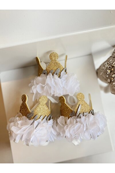 Genel Markalar Kız Çocuk Beyaz Simli Sayı Konseptli Özel Gün Tacı