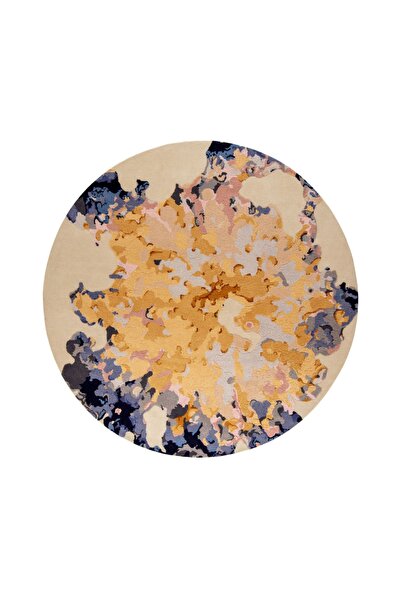 Rugs Modern Halı سجادة مستديرة تجريدية متعددة الألوان من ميرا 1188 بيج