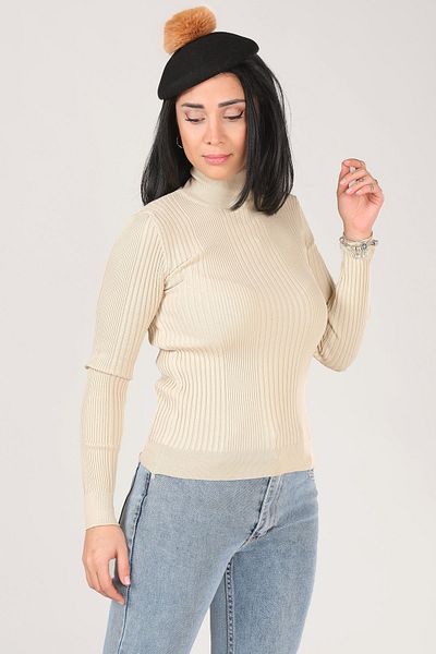 Giyim Dünyası Women's Half Fisherman Knitwear Body Stone