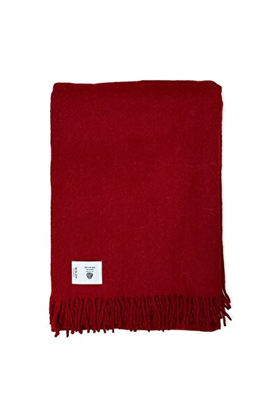 tante roza Woolmark Tek Kişilik %100 Saf Yün Battaniye Kırmızı