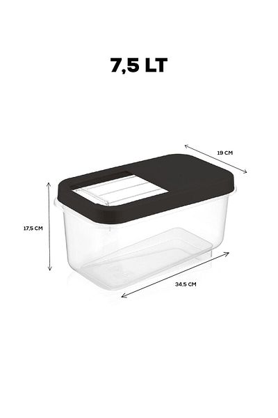 Meleni Home Set of 3 Multibox 7.5 Lt Pulses Storage Container - Food Storage Container with Sliding Lid Flour Container Anthracite