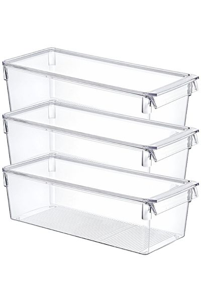 Nandy Home Covered Midi Tall Clear Refrigerator & Cabinet Organizer - 3 Pieces