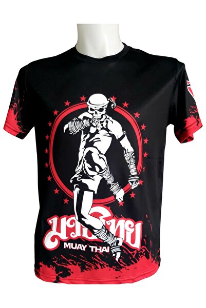 whiteface Muay Thai Özel Tasarım Baskılı Tişört (siyah)