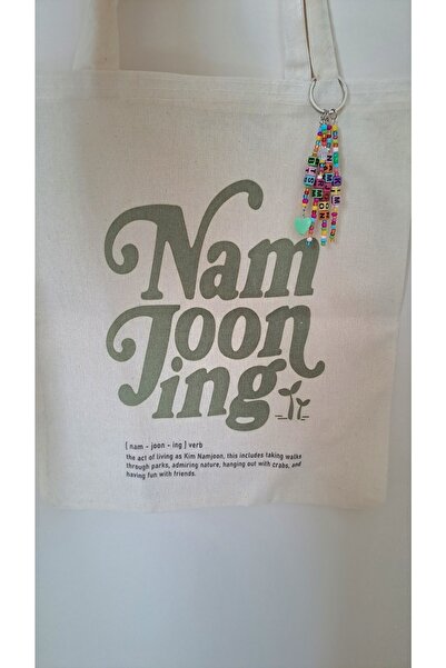 SOUL BY A&B Bts Çanta Anahtarlık Detaylı Bez Çanta Rm Namjoon Yılbaşı Hediye