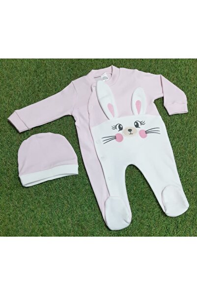 Sönmez Baby Oynar Kulaklı Tavşan Penye Tulum Ve Şapkası Bebe Takım