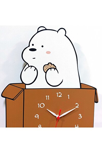 CajuArt Cute White Bear 3D Kids Room Wall Clock Out of the Box