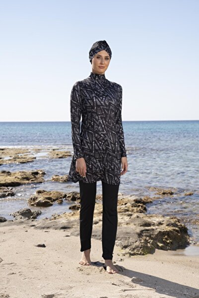 Estiva Γυναικείο μαγιό Hijab με ψηφιακό σχέδιο με πλήρως καλυμμένο παντελόνι