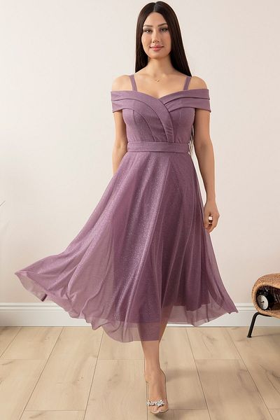 PULLIMM Glitter Madonna Collar Dress 13406