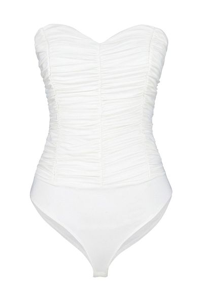 Trendyol Collection Pletené splývavé tělo Ecru - zapínání, podšité - TPRSS23BD00027