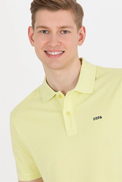 U.S. Polo Assn. Ανδρικό ανοιχτό κίτρινο μπλουζάκι Polo Collar Basic