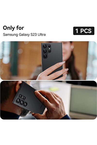 m.tk moveteck Samsung Galaxy S23 Ultra Compatible Camera Lens Protector Glass 3D Full Covers Black