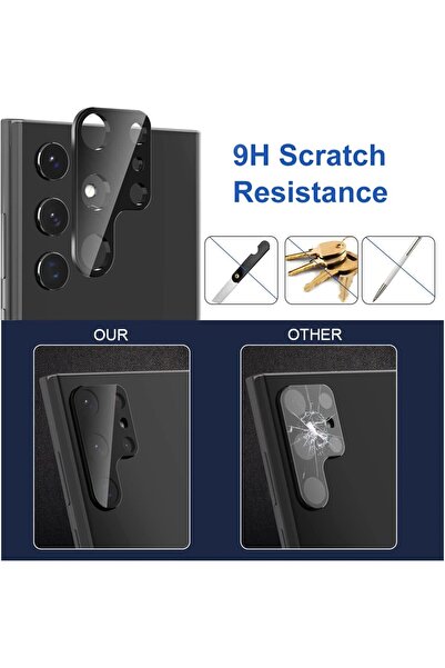 m.tk moveteck Samsung Galaxy S23 Ultra Compatible Camera Lens Protector Glass 3D Full Covers Black