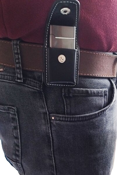 hiçdurmaal Deri Kılıflı Rüzgarda Sönmeyen Manyetolu Metal Gazlı Çakmak 1 Adet