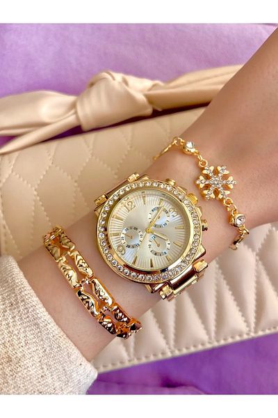 Leerybee Women's Wristwatch Metal Cord Gold Color