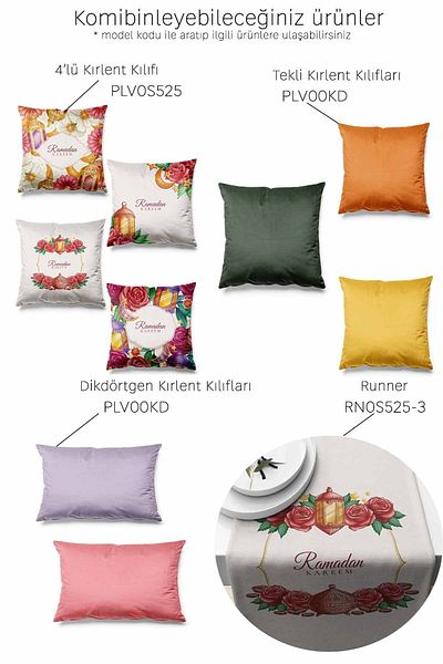 Pilloveland Runner Ramadan Rose Patterned Suede Woven 140*40 cm